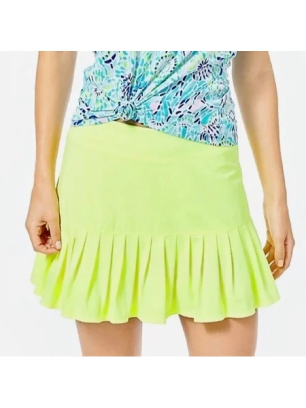 Lilly Pulitzer Neon Lime Ruffle Hem Mini Skirt
